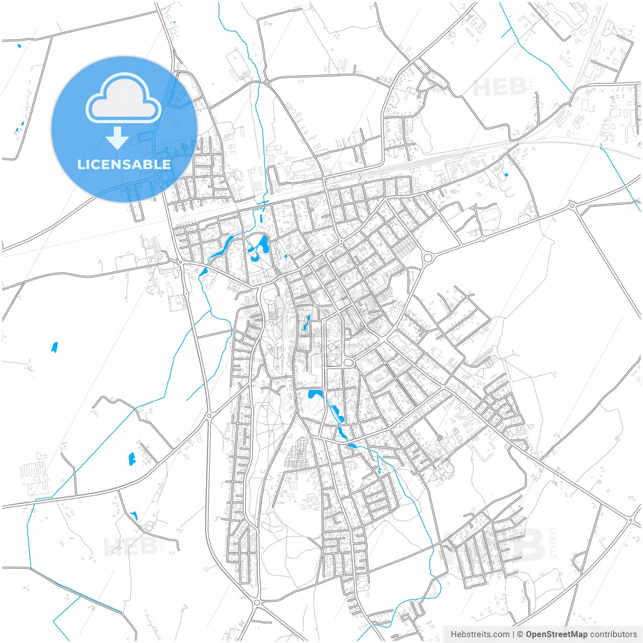 Rakvere, Lääne-Viru, Estonia, city map with high resolution roads.