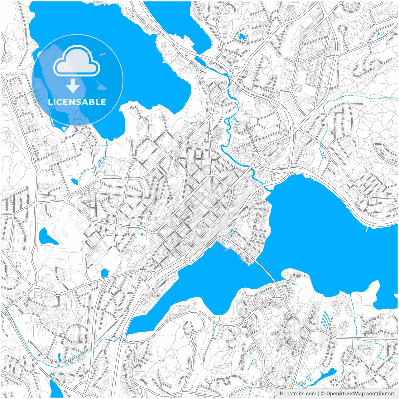 Jyväskylä, Finland, city map with high resolution roads.