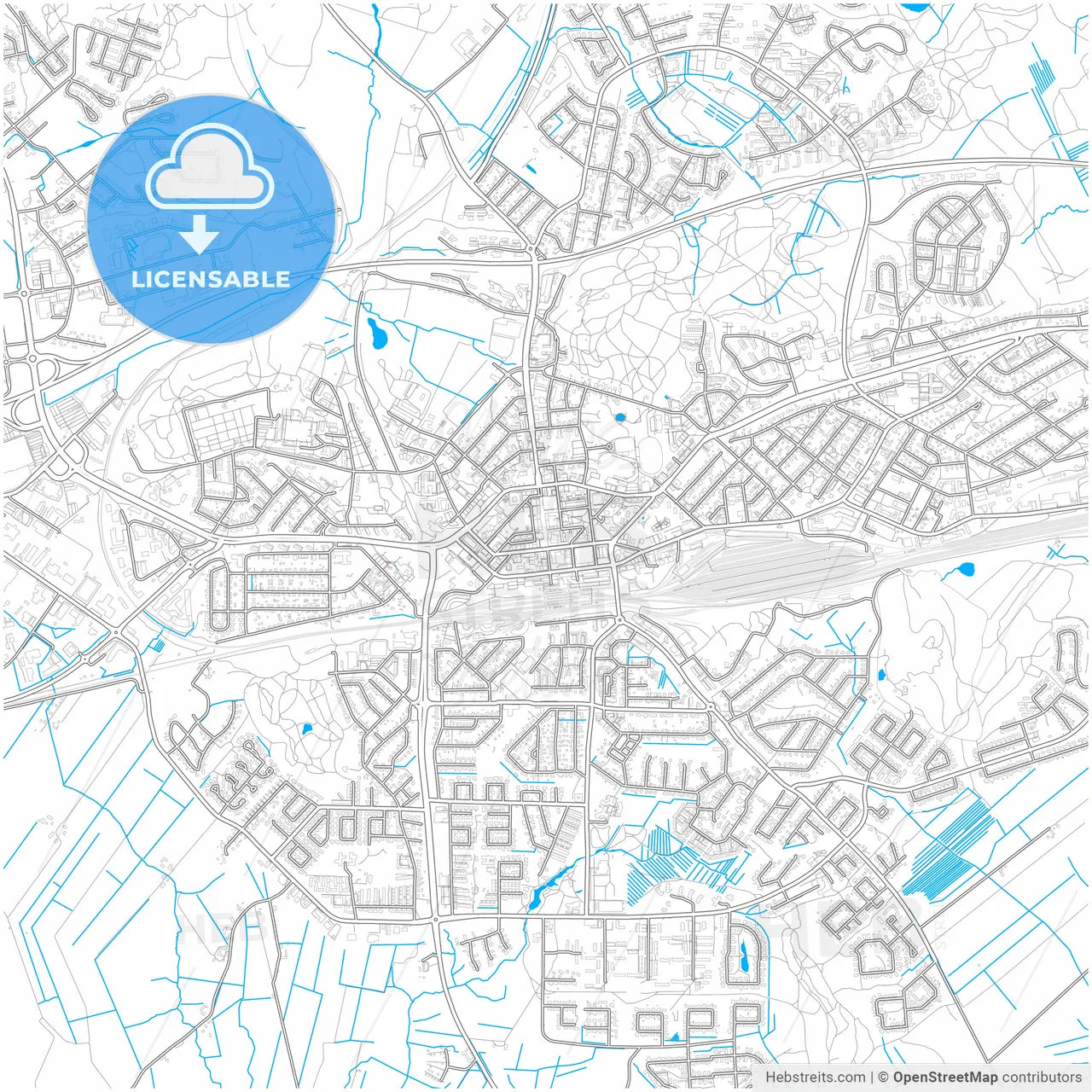 Kouvola, Finland, city map with high resolution roads.