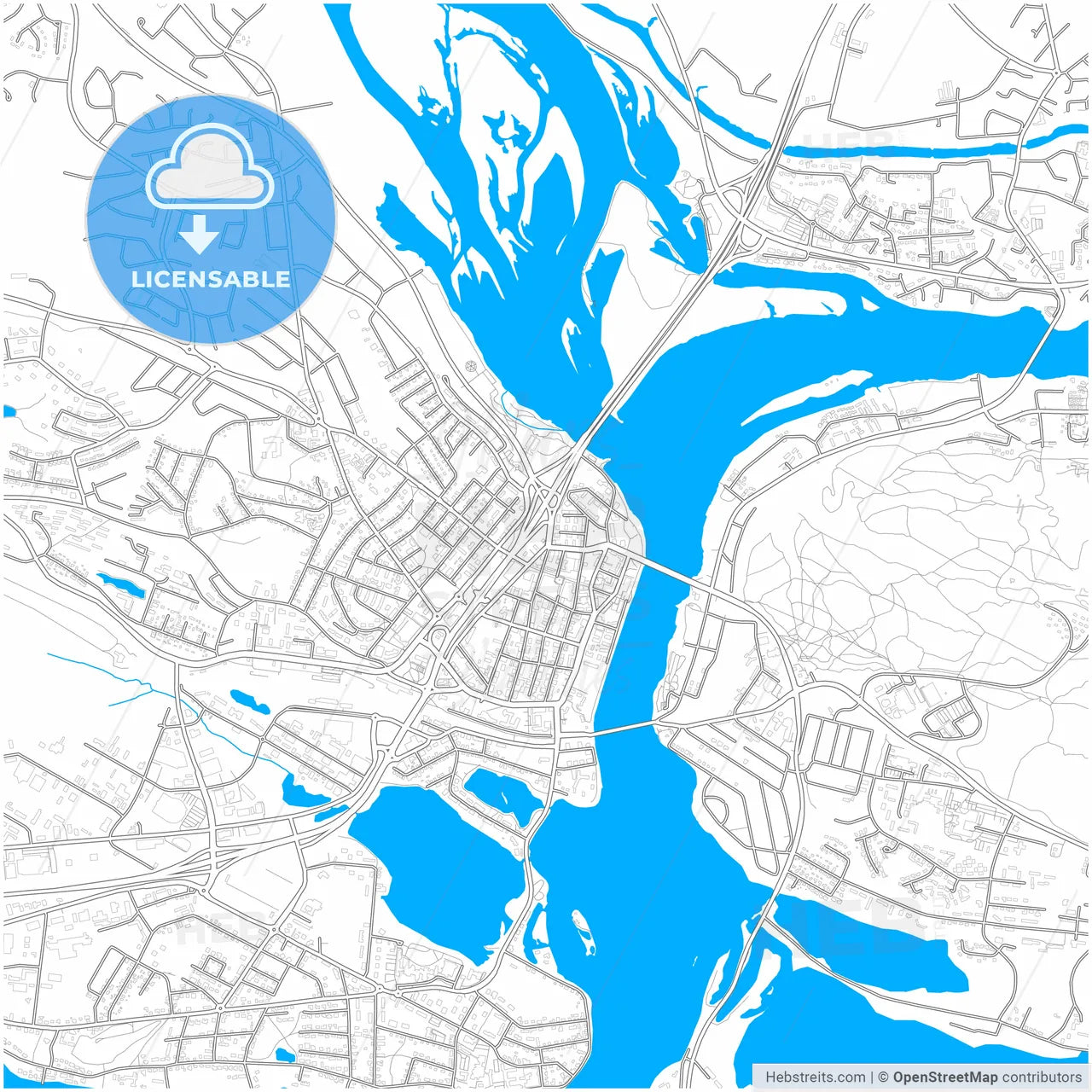Rovaniemi, Finland, city map with high resolution roads.