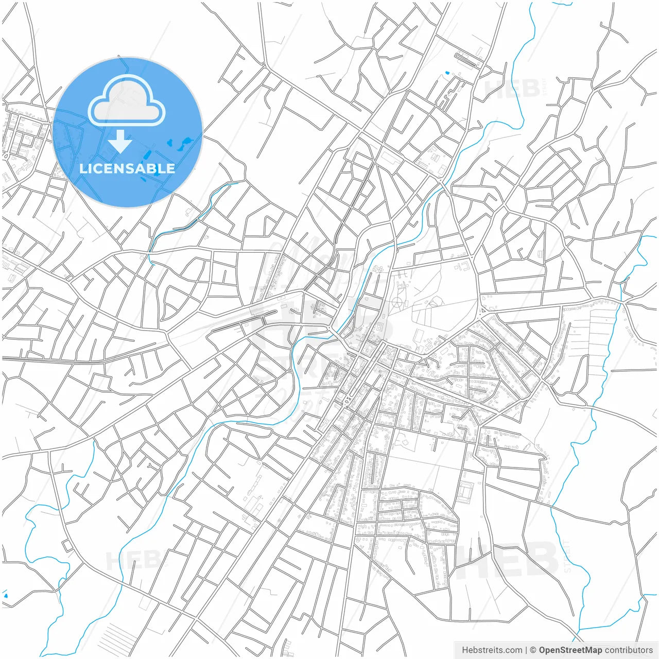 Zugdidi, Samegrelo-Zemo Svaneti, Georgia, city map with high resolution roads.