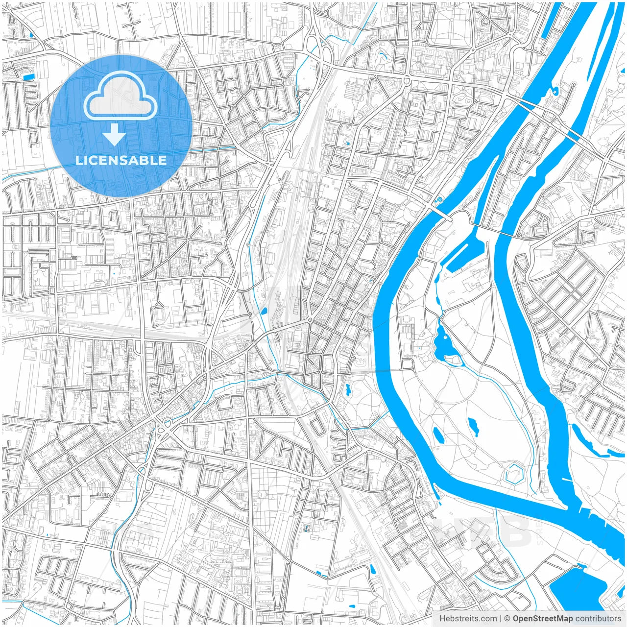 Magdeburg, Saxony-Anhalt, Germany, city map with high resolution roads.