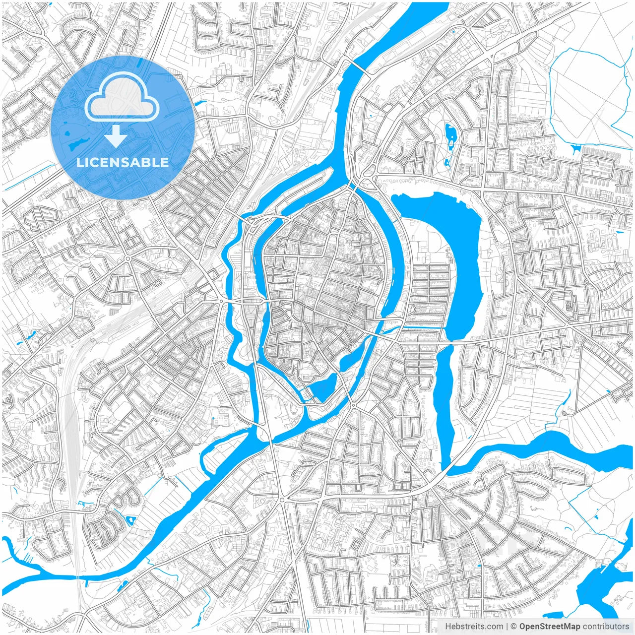 Lubeck, Schleswig-Holstein, Germany, city map with high resolution roads.