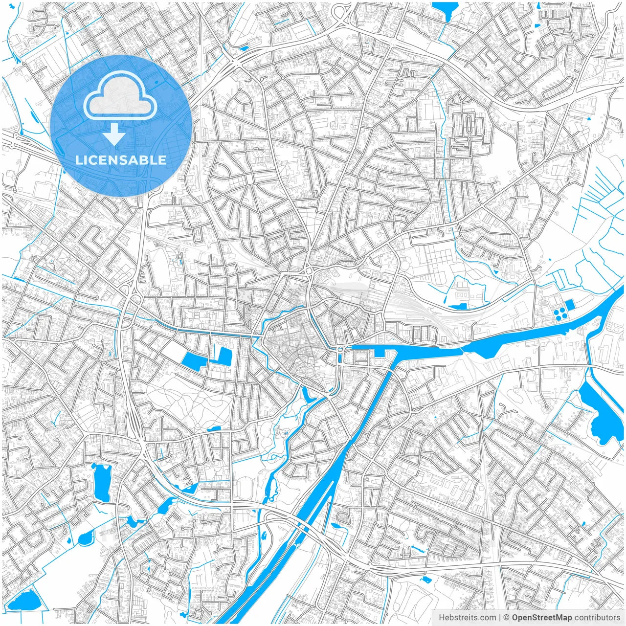 Oldenburg, Lower Saxony, Germany, city map with high resolution roads.
