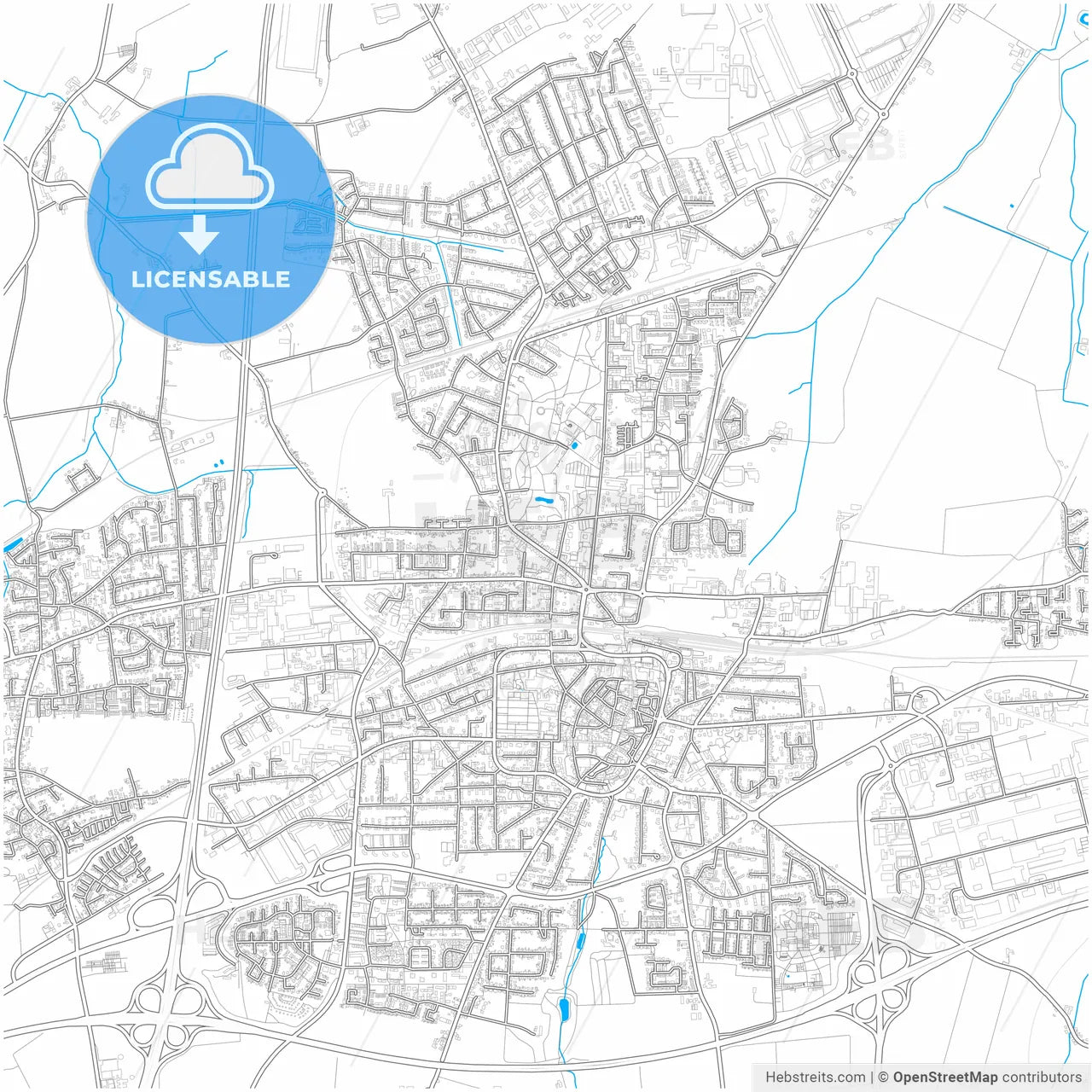 Unna, North Rhine-Westphalia, Germany, city map with high resolution roads.