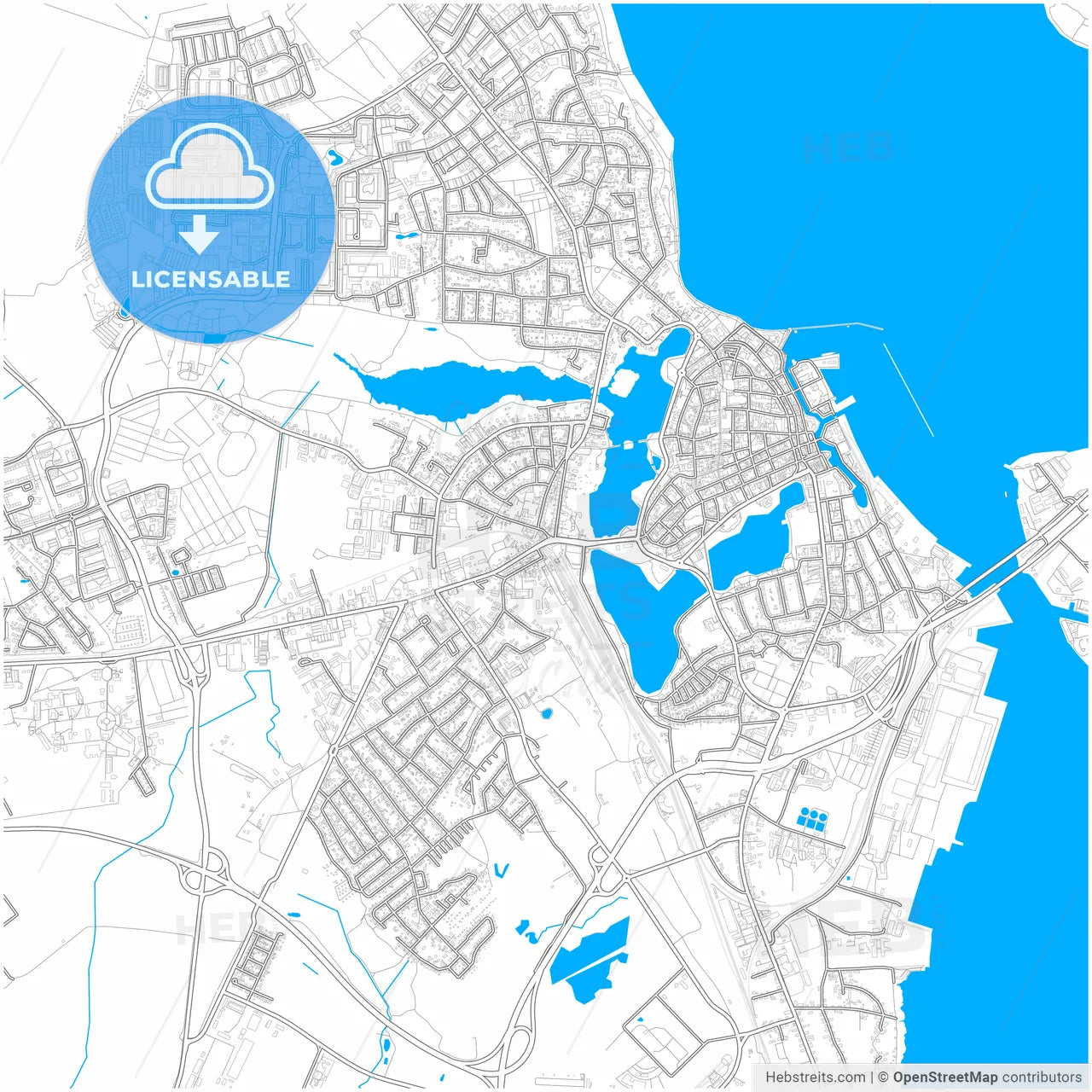 Stralsund, Mecklenburg-Western Pomerania, Germany, city map with high resolution roads.