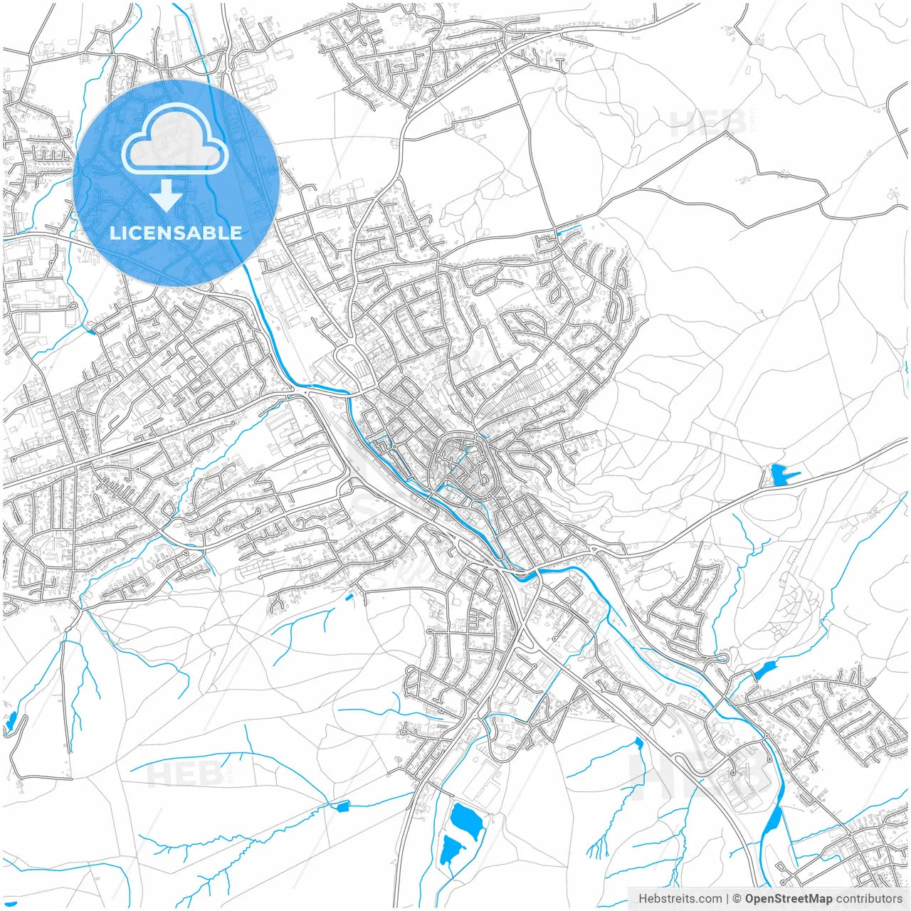 Menden (Sauerland), North Rhine-Westphalia, Germany, city map with high resolution roads.