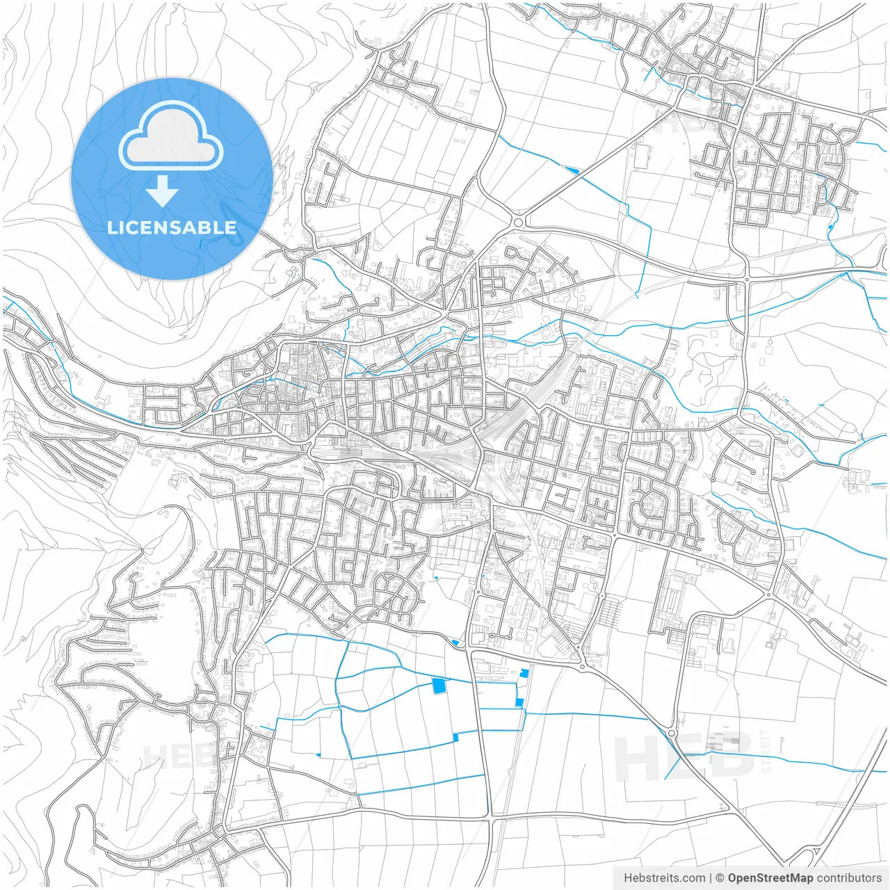 Neustadt an der Weinstraße, Rheinland-Pfalz, Germany, city map with high resolution roads.