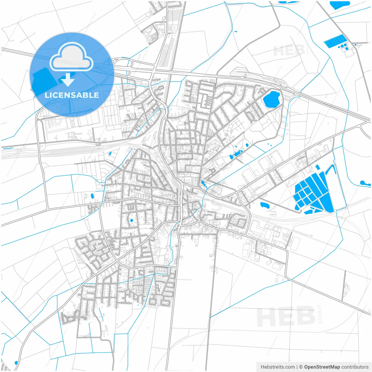 Lehrte, Lower Saxony, Germany, city map with high resolution roads.