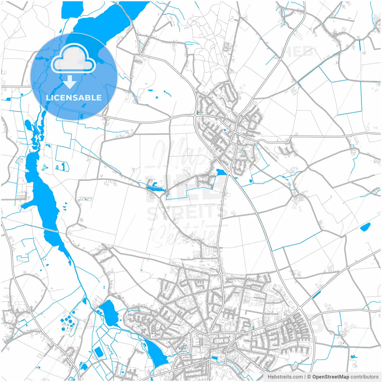 Nettetal, North Rhine-Westphalia, Germany, city map with high resolution roads.