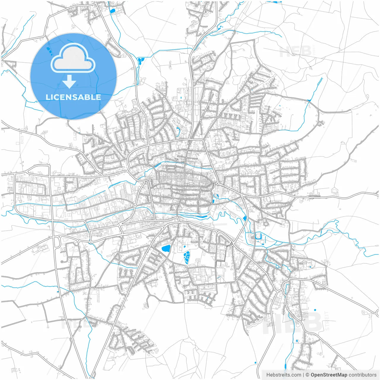Lemgo, North Rhine-Westphalia, Germany, city map with high resolution roads.