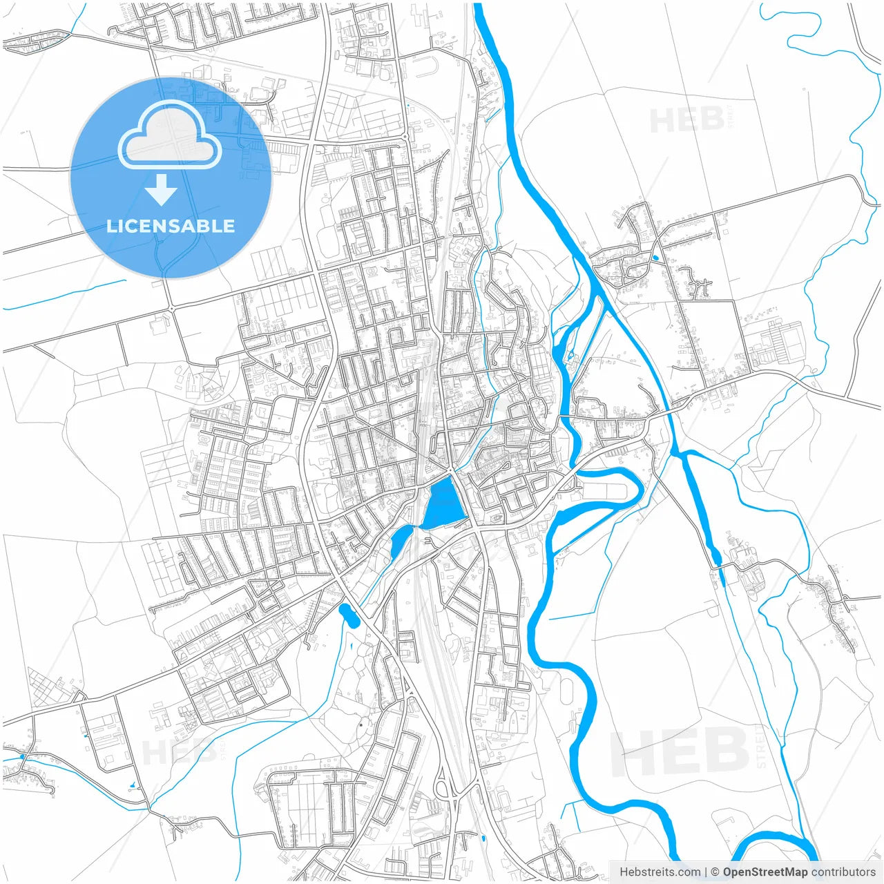Merseburg, Saxony-Anhalt, Germany, city map with high resolution roads.