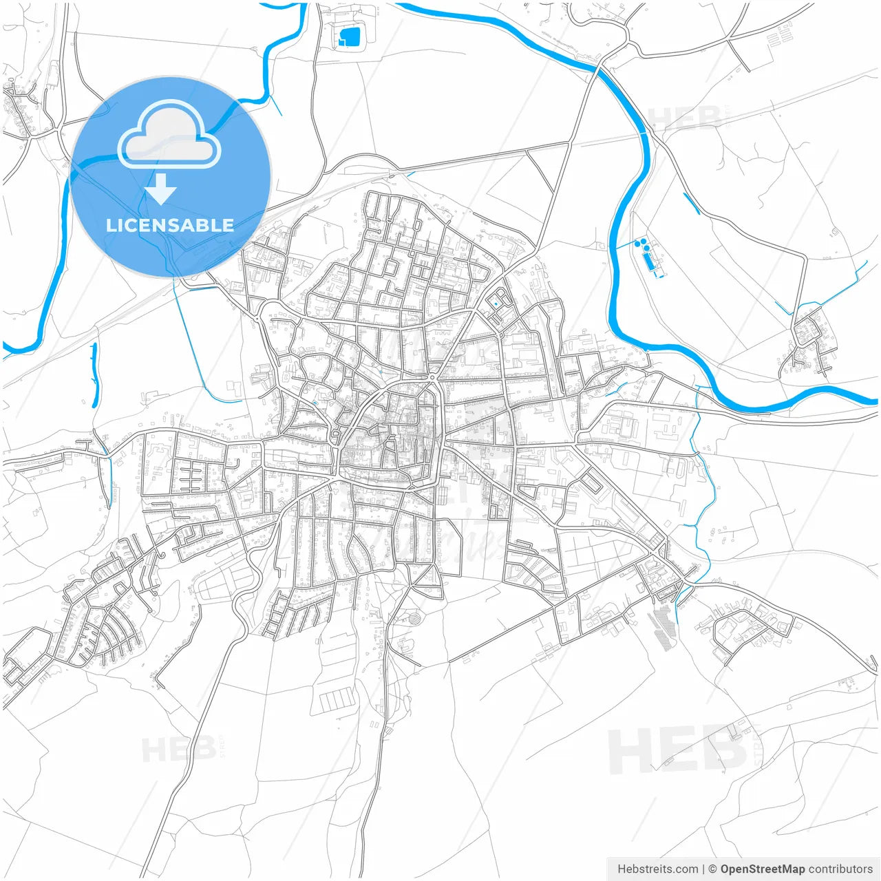 Naumburg (Saale), Saxony-Anhalt, Germany, city map with high resolution roads.