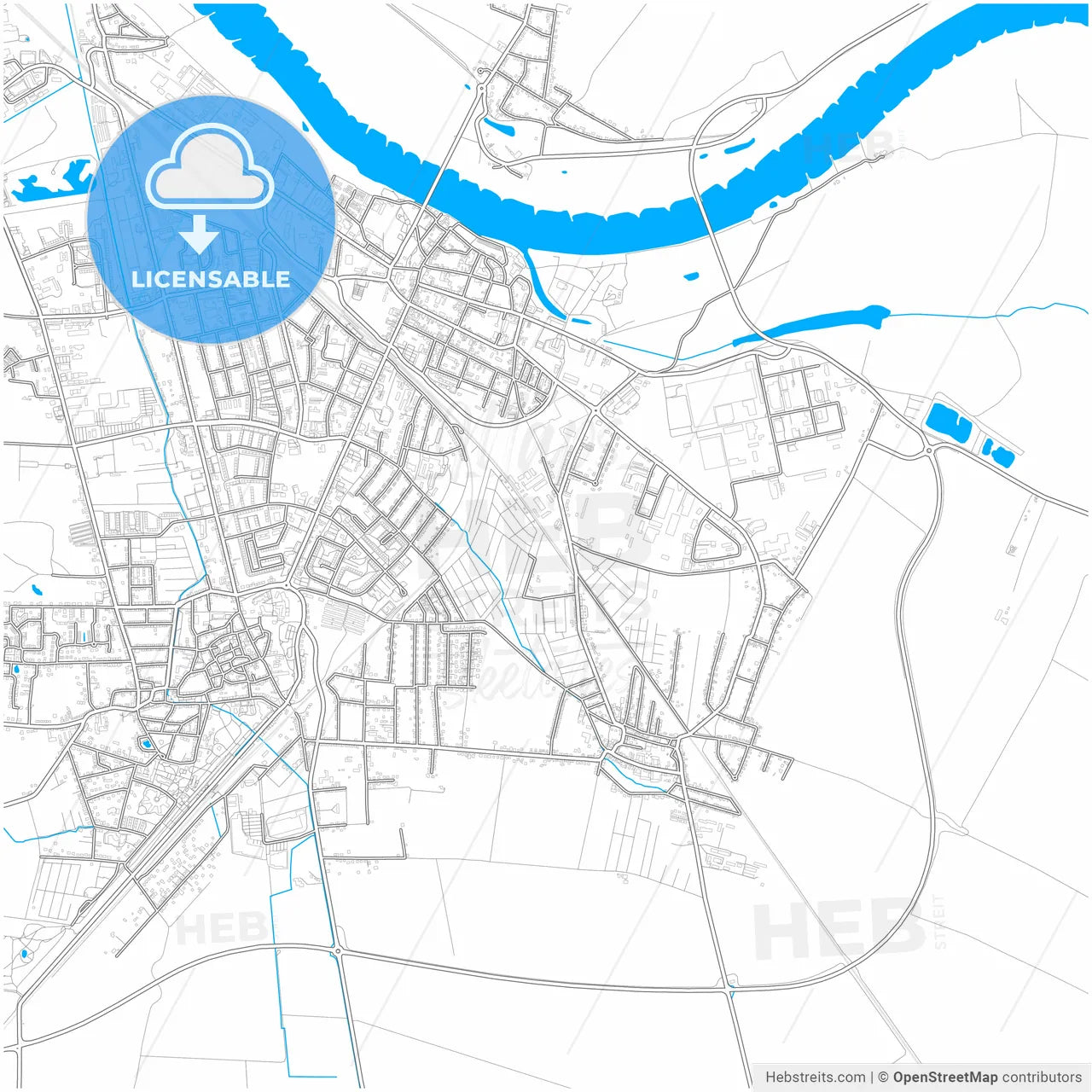 Schonebeck, Saxony-Anhalt, Germany, city map with high resolution roads.