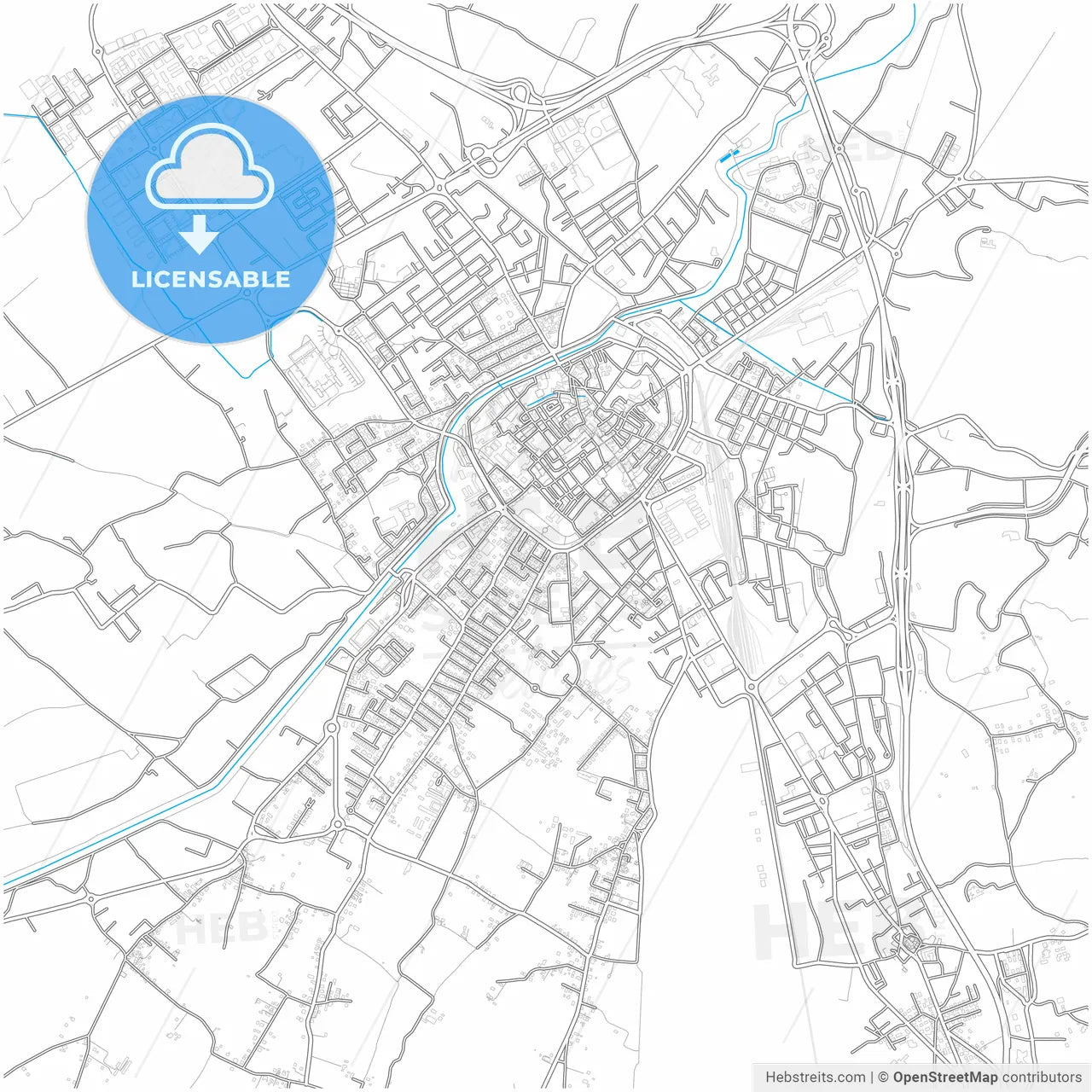 Foligno, Umbria, Italy, city map with high resolution roads.