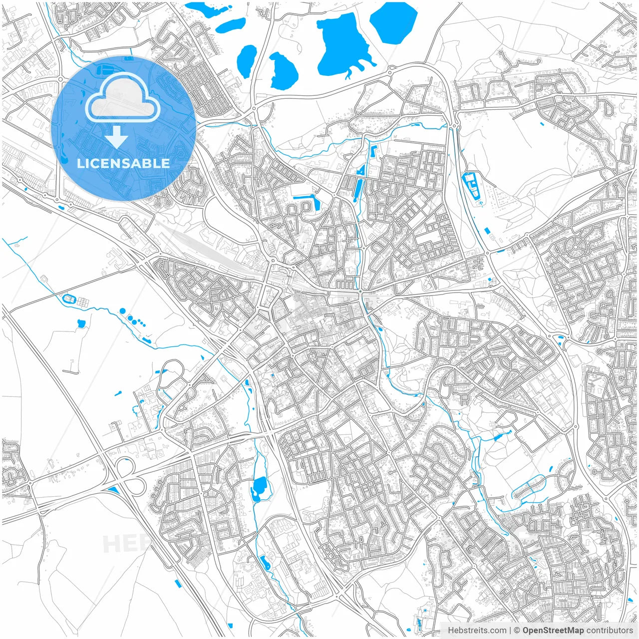 Heerlen, Limburg, Netherlands, city map with high resolution roads.