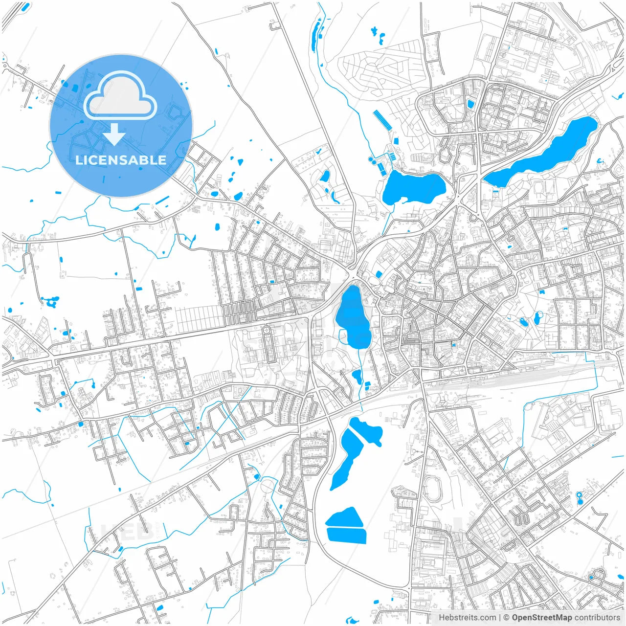 Gniezno, Greater Poland, Poland, city map with high resolution roads.