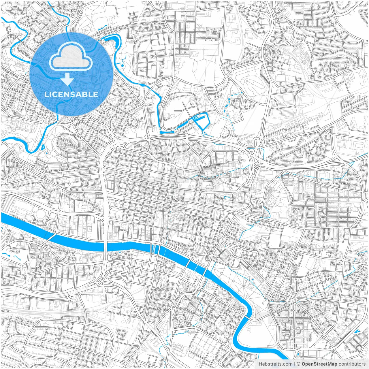 Glasgow, Glasgow, Scotland, city map with high resolution roads.