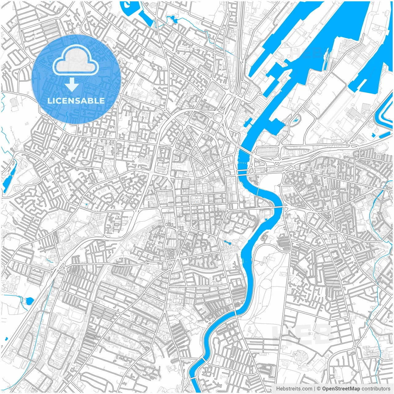 Belfast, Belfast, Northern Ireland, city map with high resolution roads.