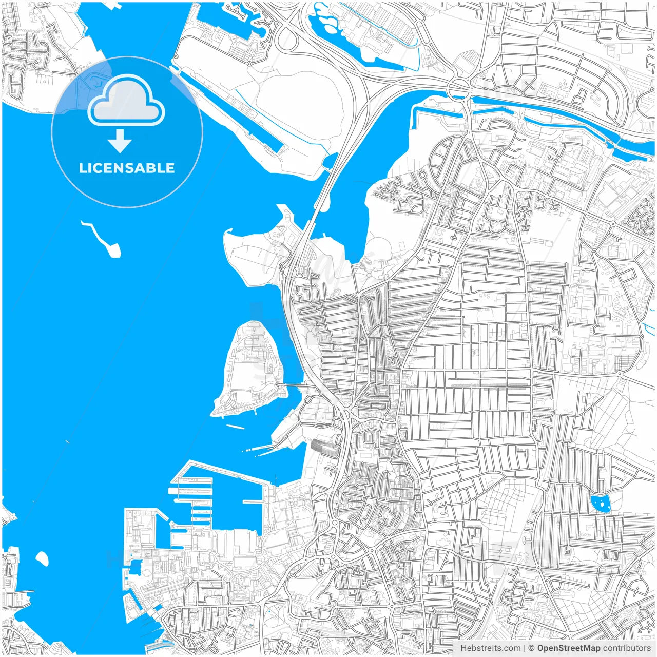 Portsmouth, South East England, England, city map with high resolution roads.