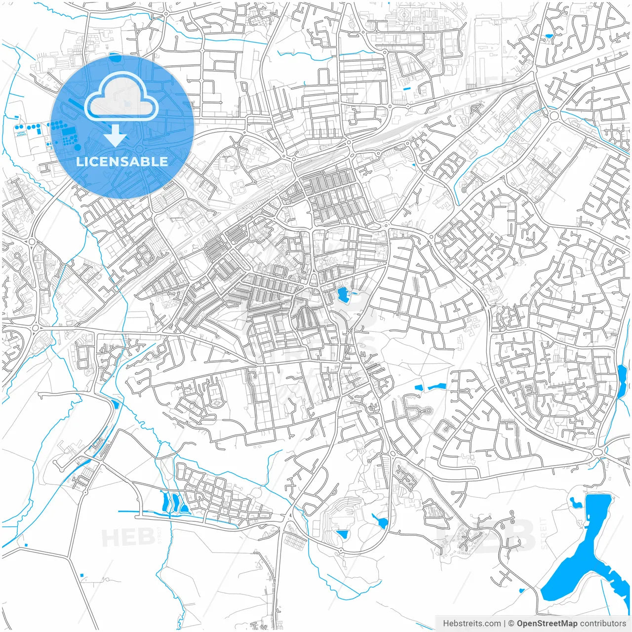 Swindon, South West England, England, city map with high resolution roads.