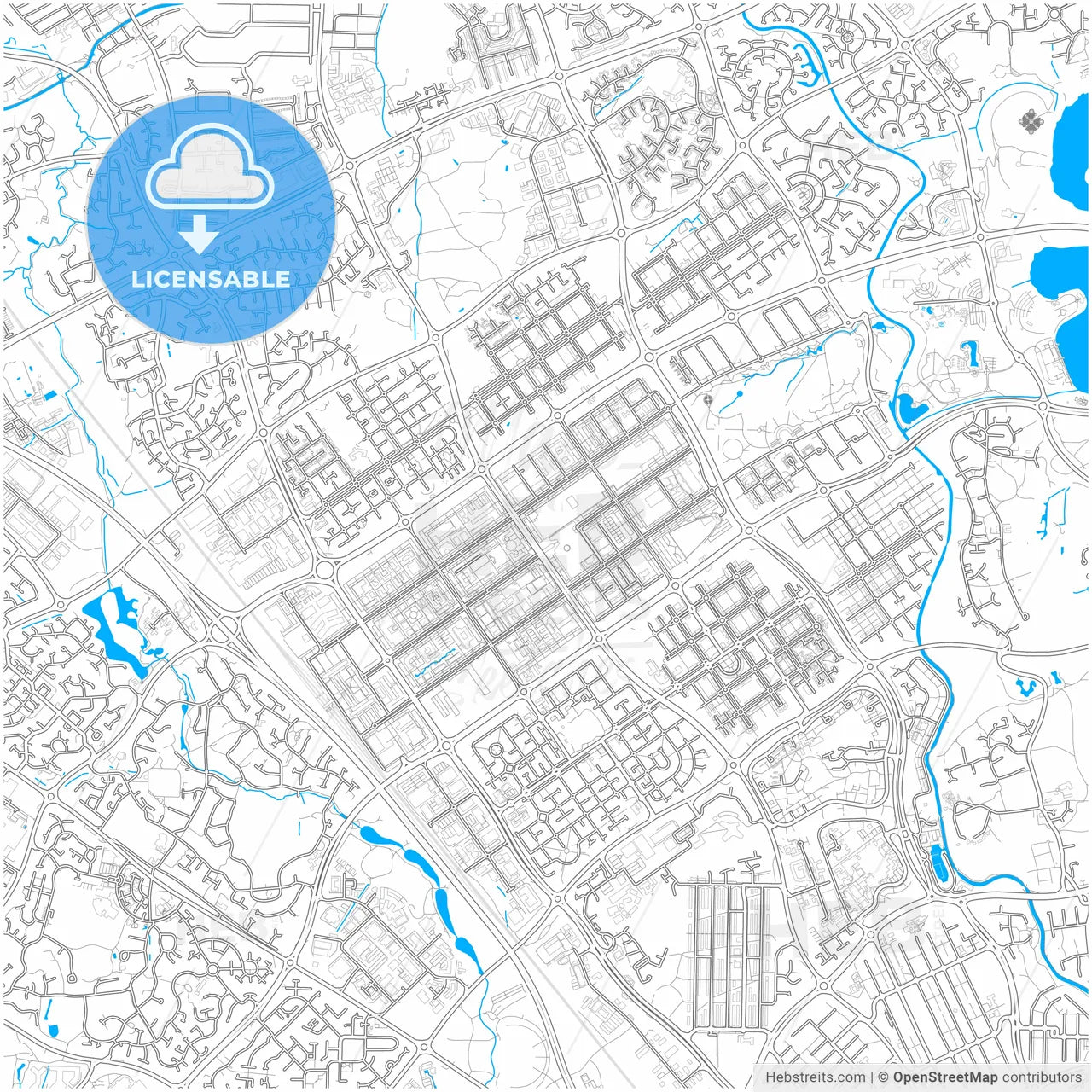 Milton Keynes, South East England, England, city map with high resolution roads.
