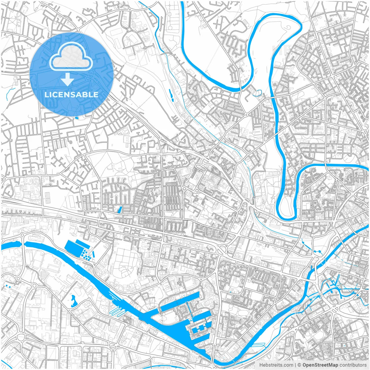Salford, North West England, England, city map with high resolution roads.
