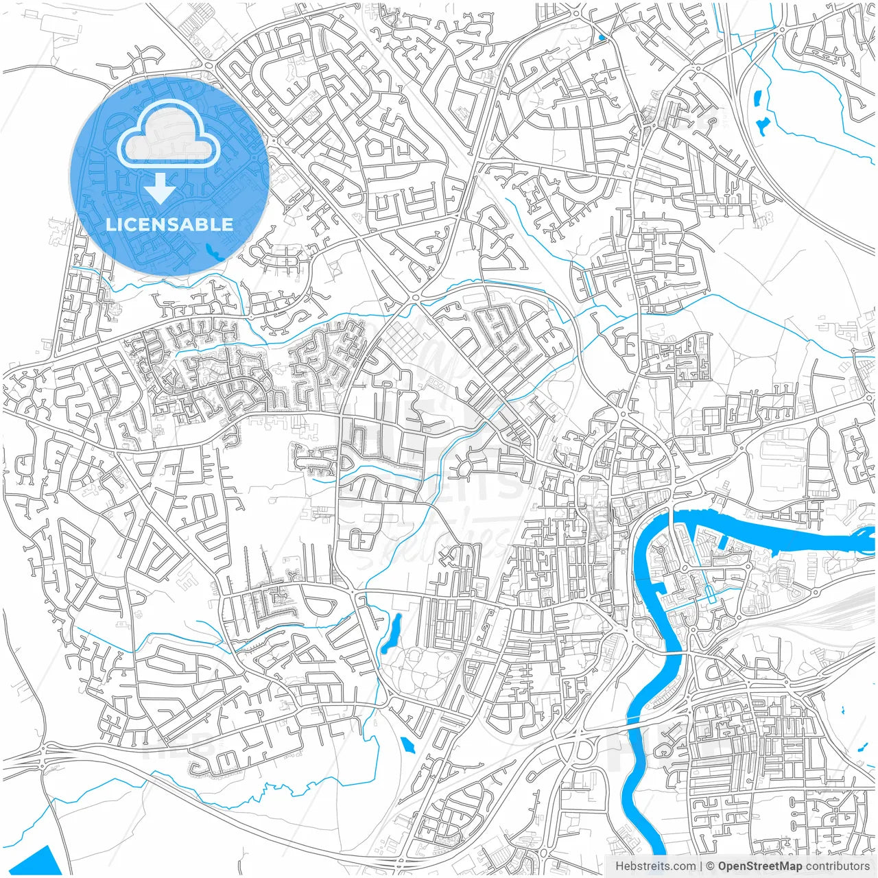 Stockton-on-Tees, North East England, England, city map with high resolution roads.