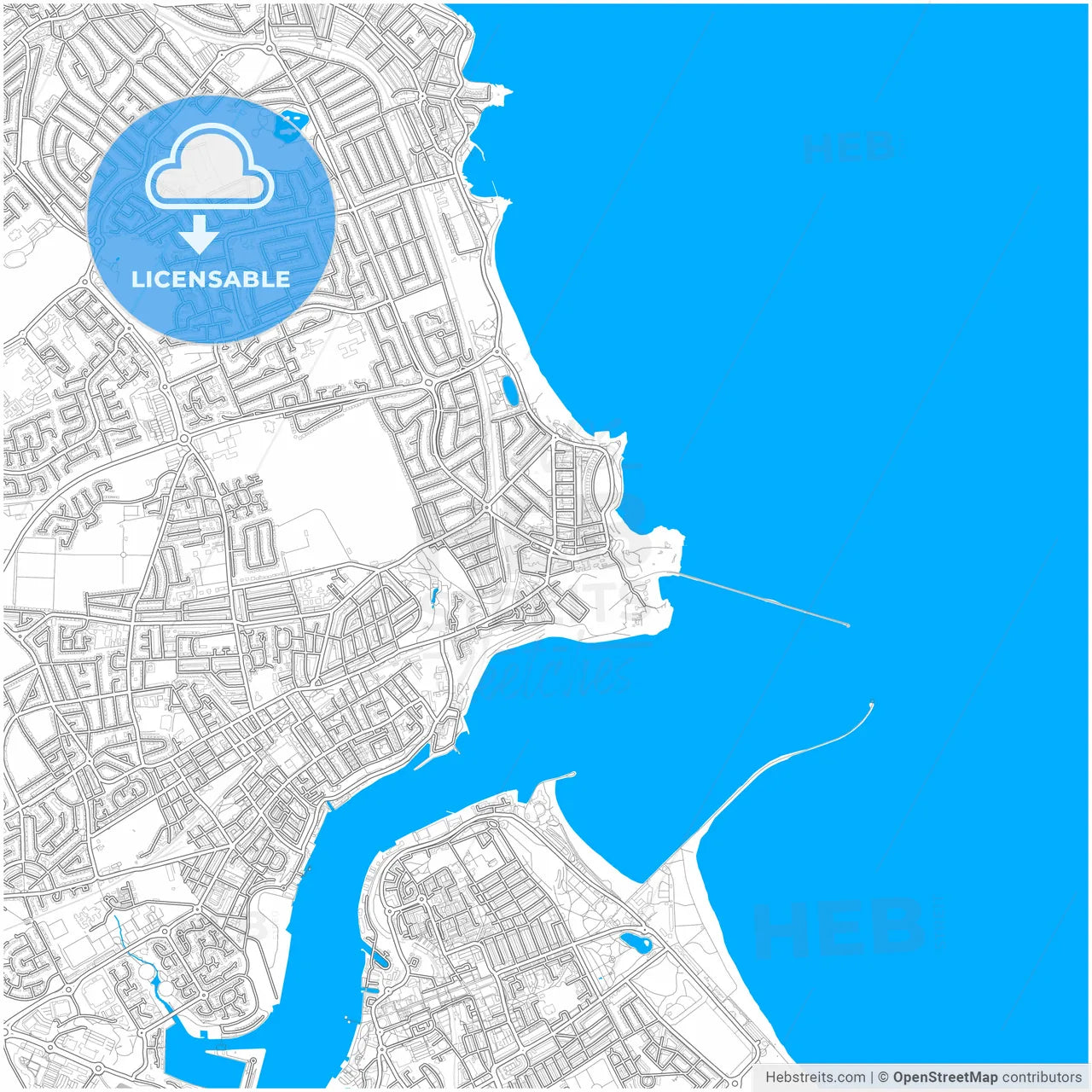 Tynemouth, North East England, England, city map with high resolution roads.