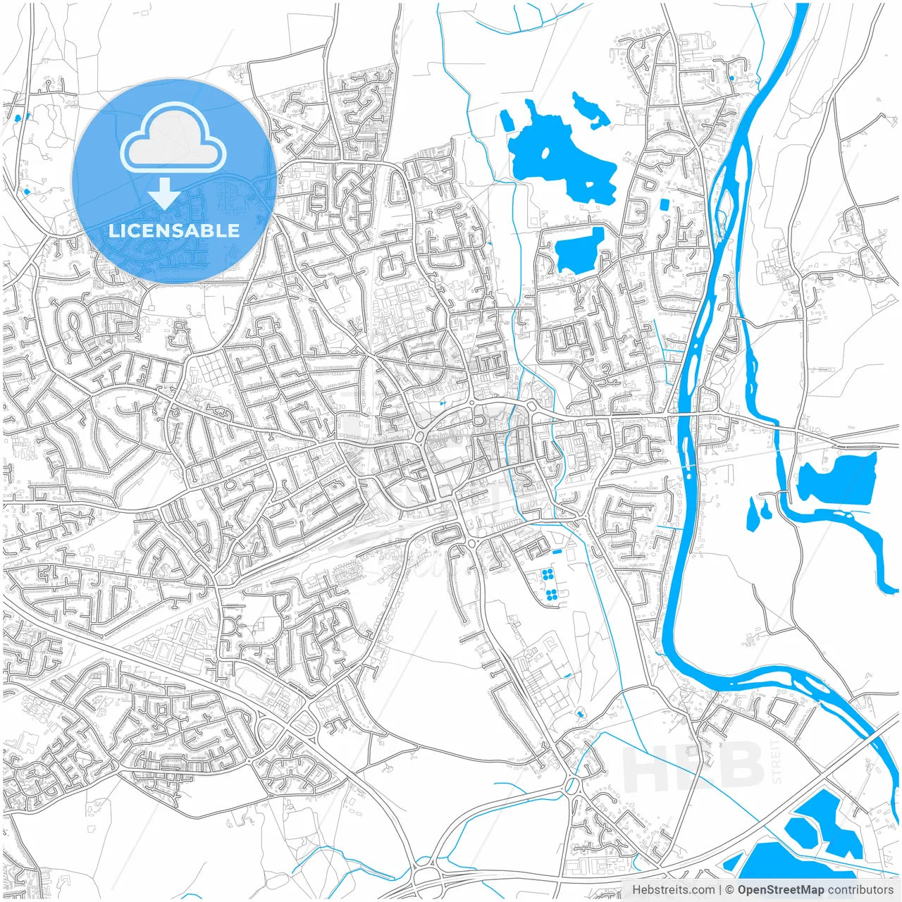 Maidenhead, South East England, England, city map with high resolution roads.