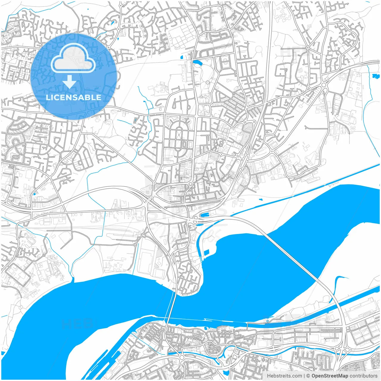 Widnes, North West England, England, city map with high resolution roads.