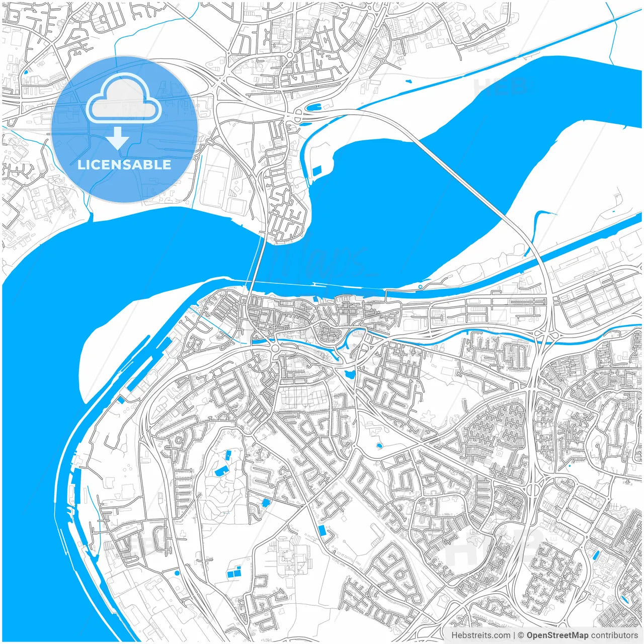 Runcorn, North West England, England, city map with high resolution roads.