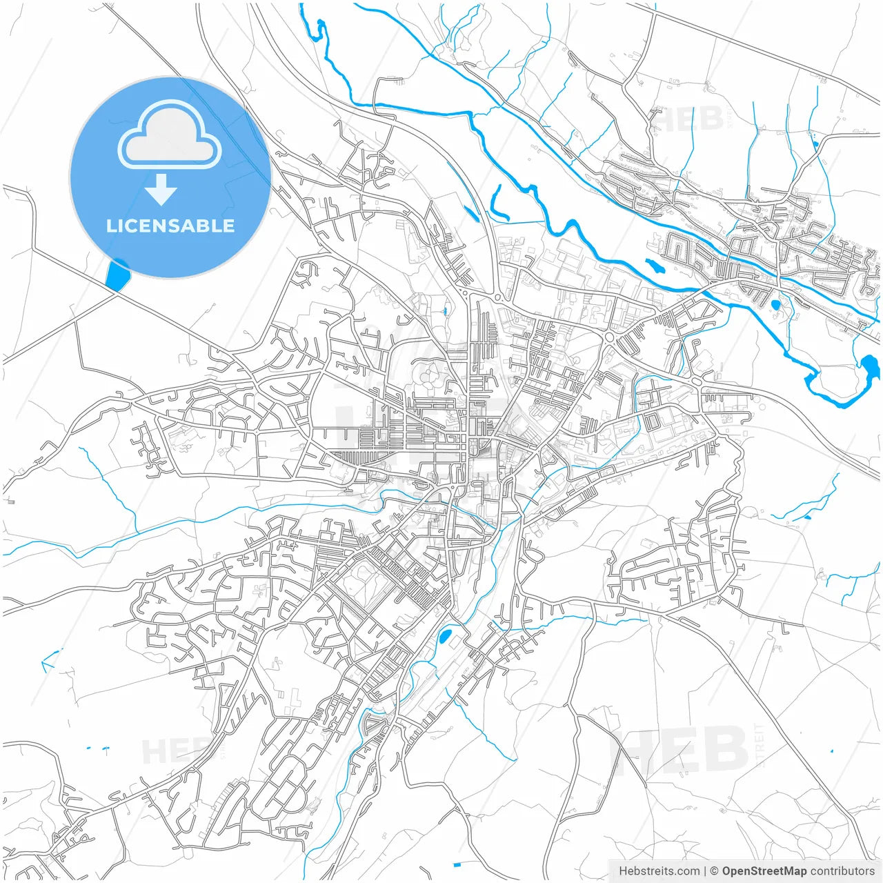 Keighley, Yorkshire and the Humber, England, city map with high resolution roads.