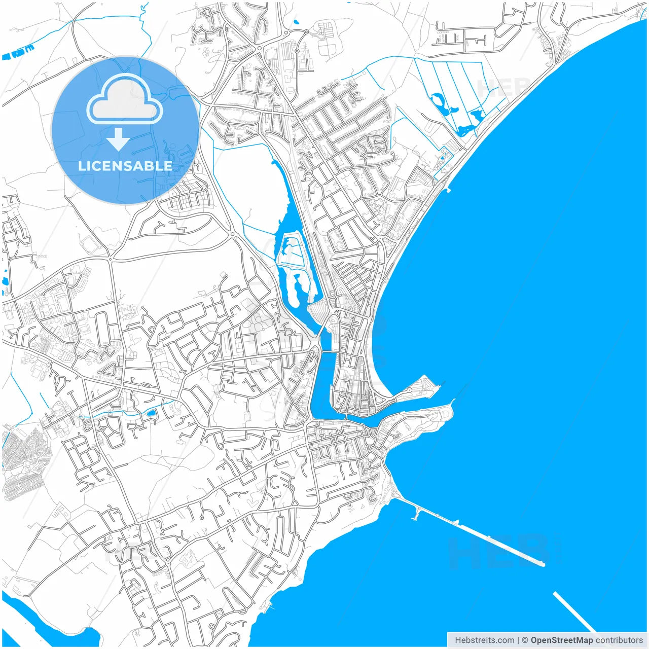 Weymouth, South West England, England, city map with high resolution roads.