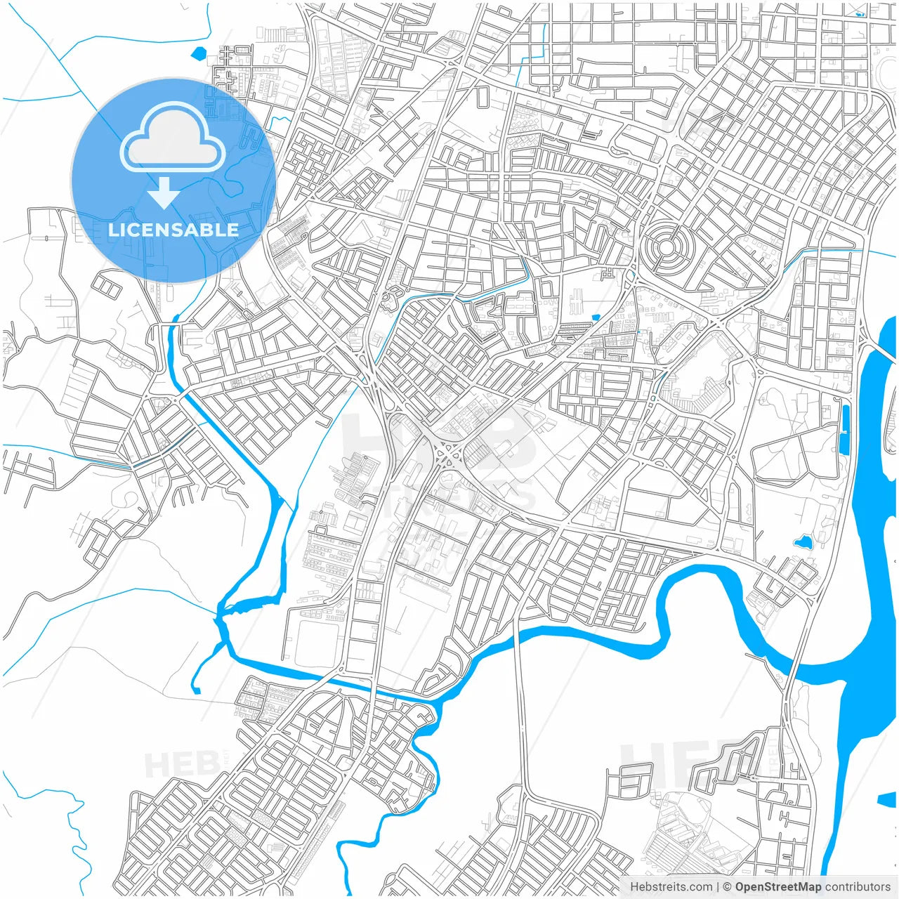 Aracaju, Brazil, city map with high resolution roads.