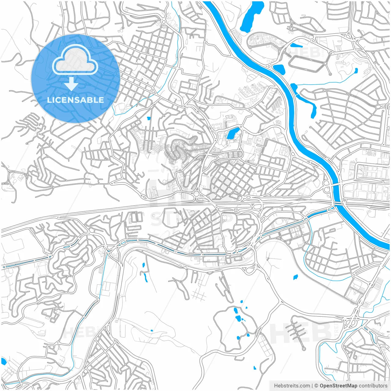 Barueri, Brazil, city map with high resolution roads.