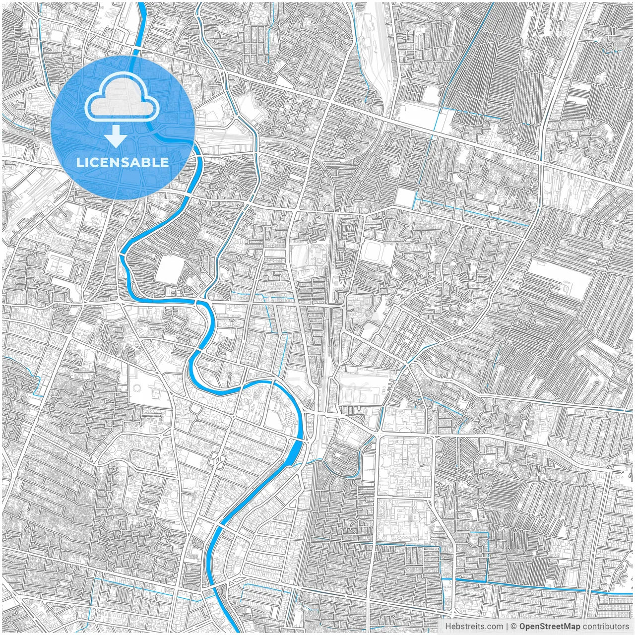 Surabaya, East Java, Indonesia, city map with high resolution roads.