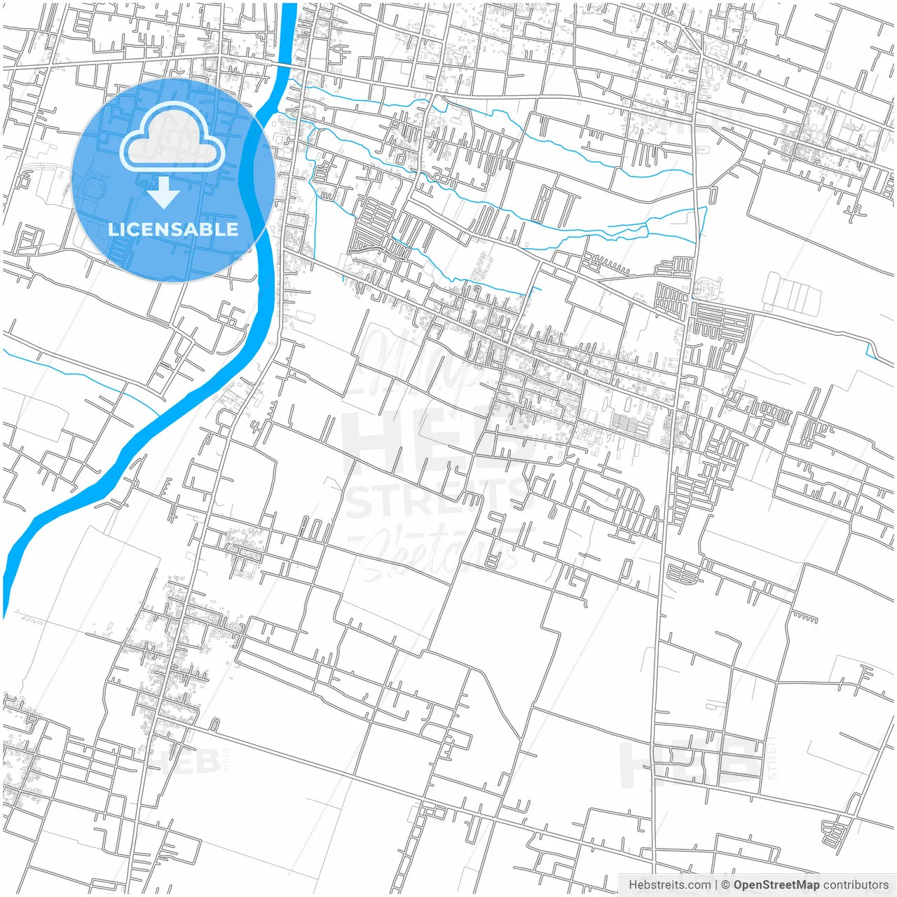 Kediri, East Java, Indonesia, city map with high resolution roads.