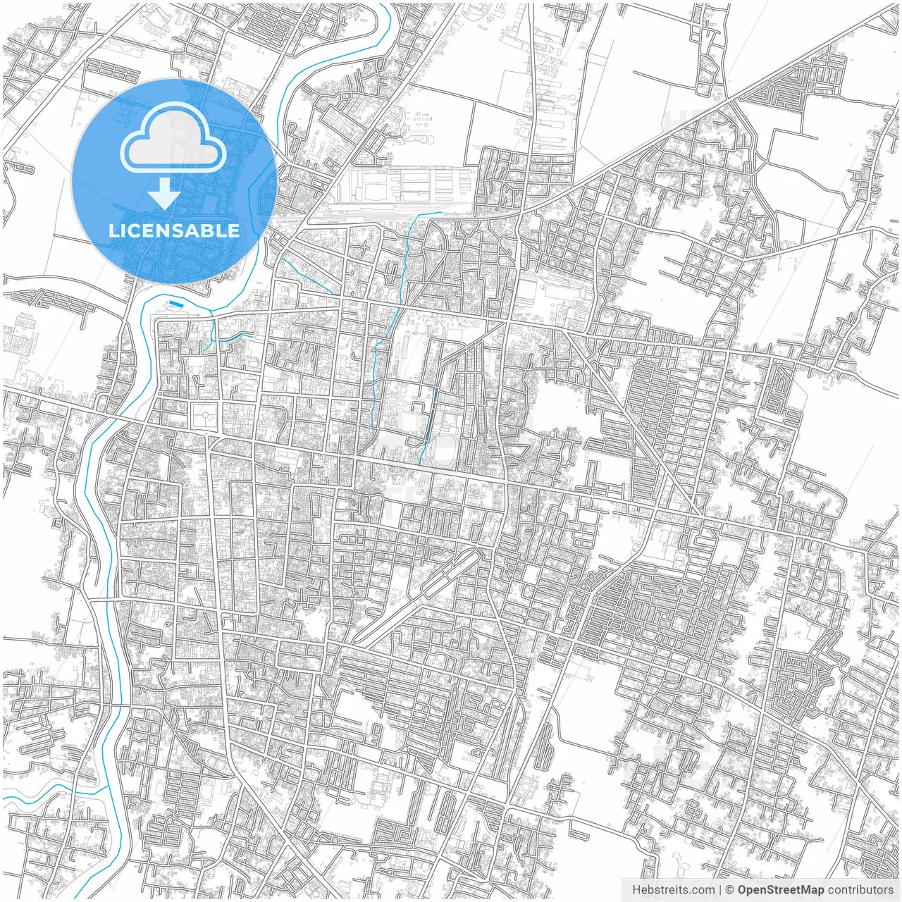 Madiun, East Java, Indonesia, city map with high resolution roads.