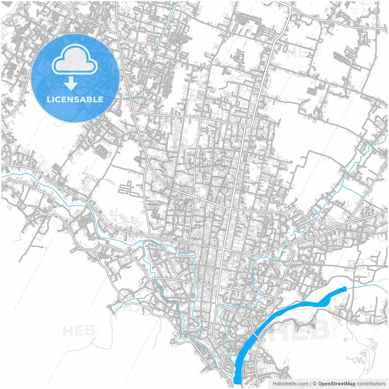 Gorontalo, Gorontalo, Indonesia, city map with high resolution roads.