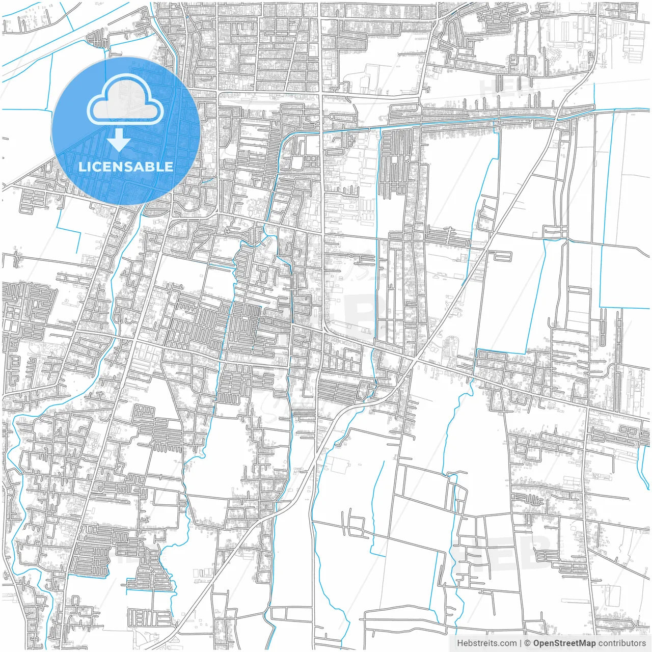 Mojokerto, East Java, Indonesia, city map with high resolution roads.