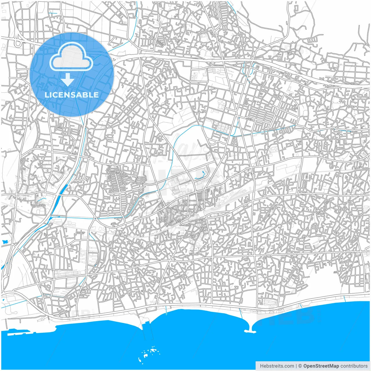 Chigasaki, Kanagawa, Japan, city map with high resolution roads.