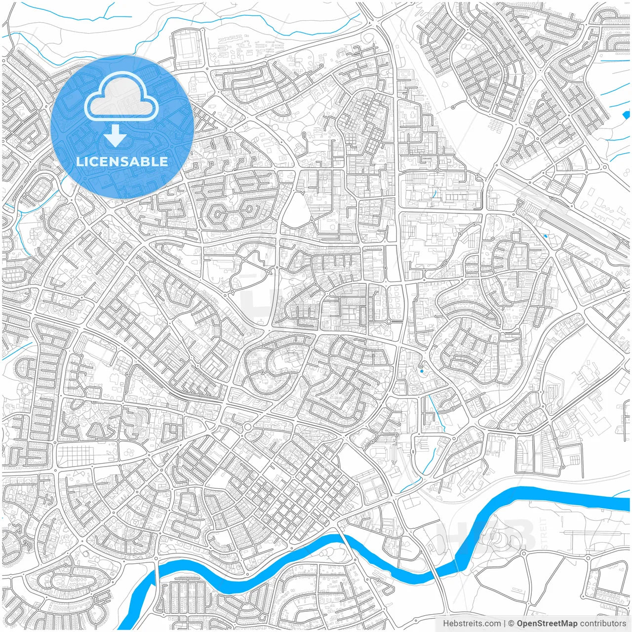 Beersheba, South, Israel, city map with high resolution roads.
