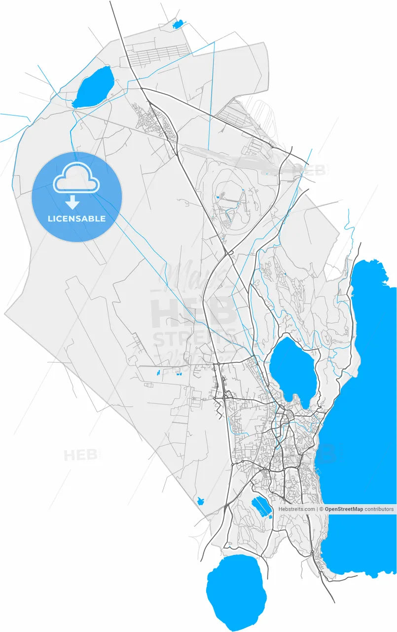 Istres, Bouches-du-Rhône, France, high resolution vector map - Instant download PDF and JPG