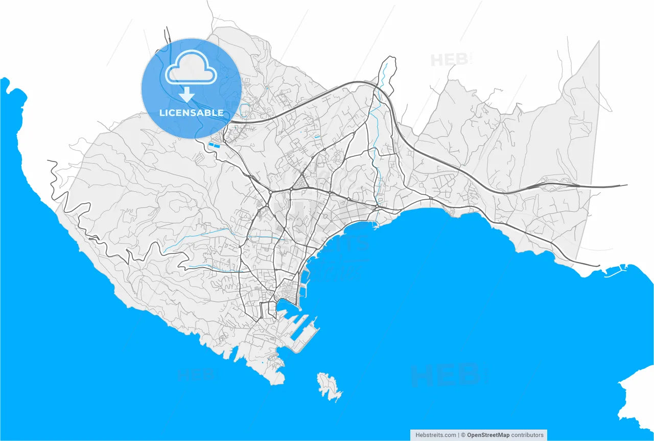 La Ciotat, Bouches-du-Rhône, France, high resolution vector map - Instant download PDF and JPG