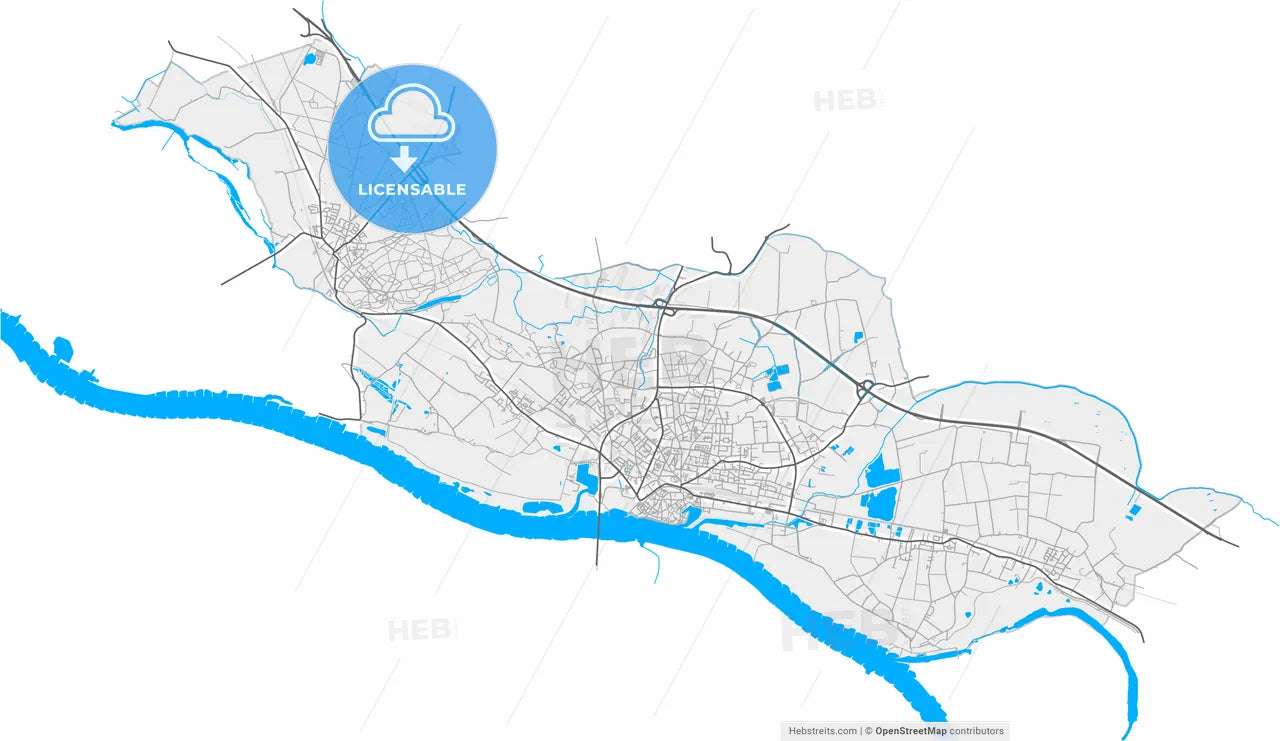 Emmerich am Rhein, North Rhine-Westphalia, Germany, high resolution vector map - Instant download PDF and JPG