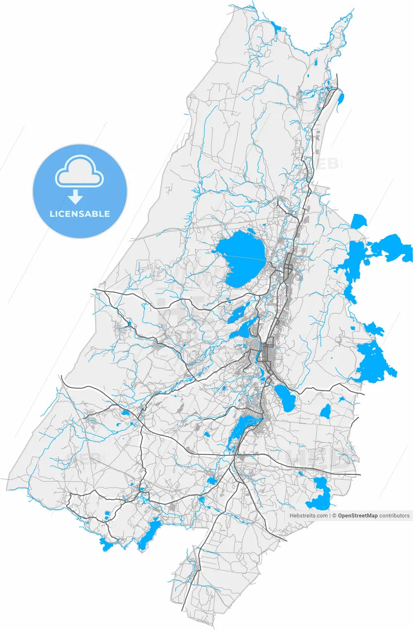 Miass, Chelyabinsk Oblast, Russia, high resolution vector map - Instant download PDF and JPG
