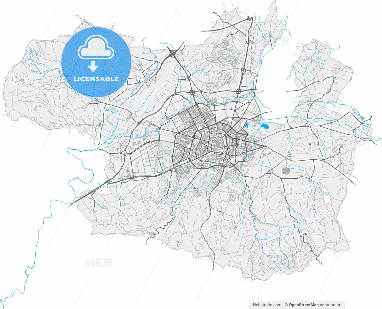 Gasteiz / Vitoria, Álava, Spain, high resolution vector map - Instant download PDF and JPG