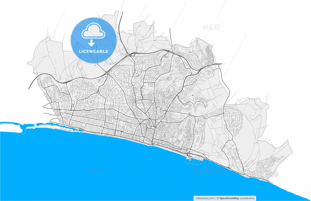 Brighton and Hove, South East England, England, high resolution vector map - Instant download PDF and JPG