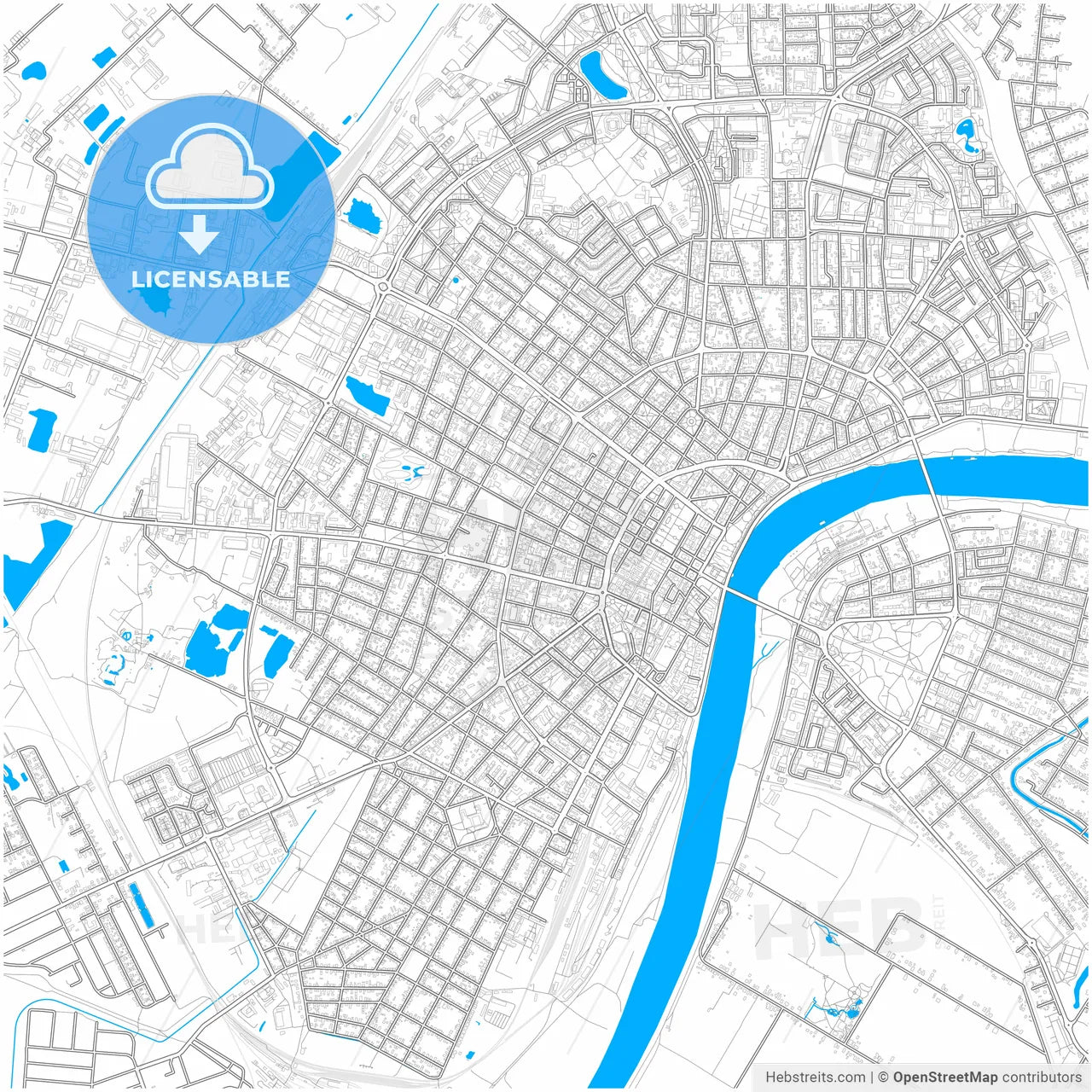 Szeged, Csongrád, Hungary, city map with high resolution roads.